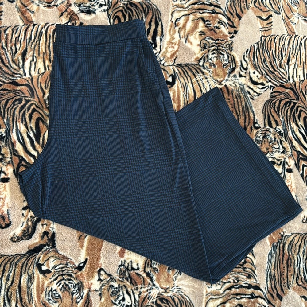 👖Susan Graver Regular Printed Liquid Knit Pull-On Culotte Pants ~ Cosmic Blue
